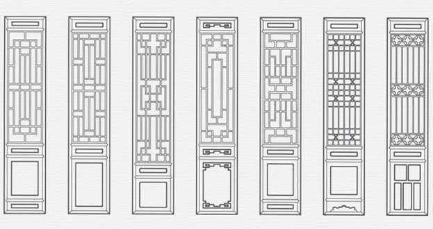 隆化常用中式仿古花窗图案隔断设计图