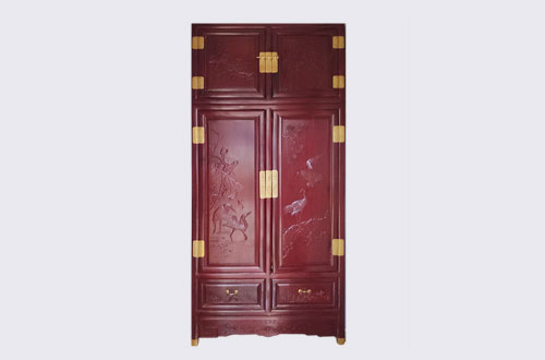 隆化高端中式家居装修深红色纯实木衣柜